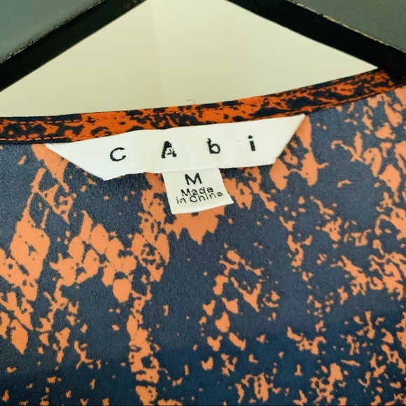 CAbi 101 Python Print Border Wrap Blouse, Medium - Picture 4 of 15